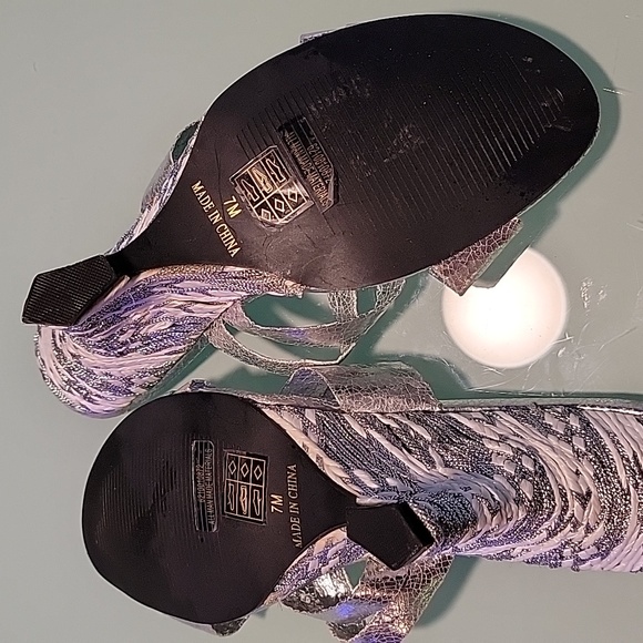 Erica Brooke.  Silver sandals/mules. 7 - Picture 6 of 7